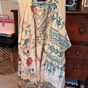 Johnny Was Multicolor Embroidered Vest